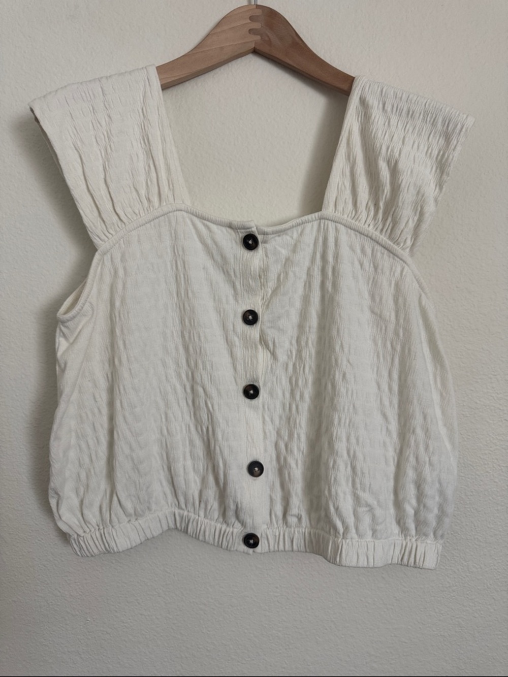 Madewell White Wide-Strap Button-Front Tank